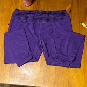 Purple Leggings with Patterned Waistband large
